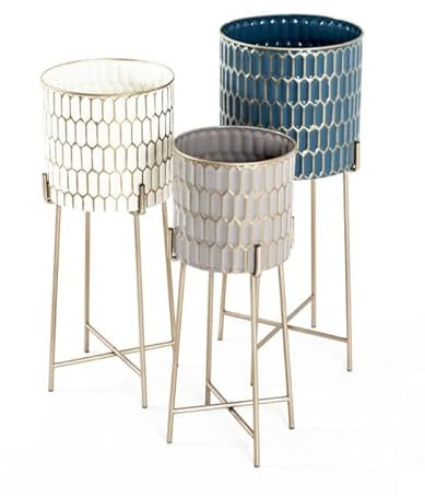 Wohnorama Blumensäulen 3er Set 21266 Gold/Türkis/Creme/Taupe