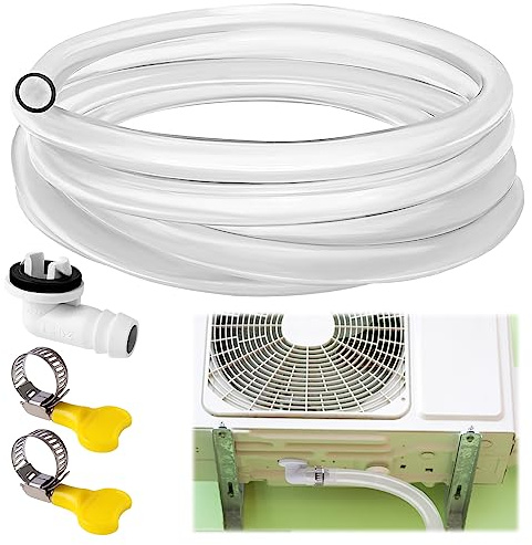 UCandy 10ft Universal Air Conditioner Drain Hose, Portable AC Drain Hose Elbow Fitting(3/5 inch),Window Air Conditioner Drain Kit for Window AC and Mini Split Units (1 Pack)