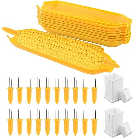 30-teiliges Maiskolbenhalter und -schalen-Set, Maiskolbenhalter, Maiskolbenhalter und Butterstreuer, inklusive 20 Maiskolbenhalter, 8 Maiskolbenschalen und 2 Butterstreuer für Buttermais