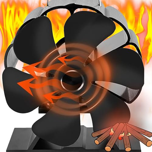XUBX Mini ventilateur de poêle à bois 6 lames pour la circulation de la chaleur,Ventilateur de poêle à chaleur Ventilateur poele à granulés pour foyer/brûleur/bûches/cheminée