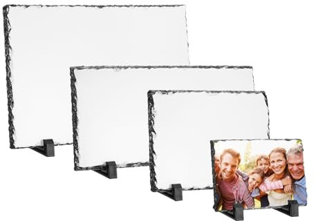 PATIKIL Sublimation Slate Blanks, 4 Pcs Rectangular Stone Sublimation Photo Frame Heat Press Sublimation Plaque for Making Memorial for a Friend, Dog, Personalized Gift, White