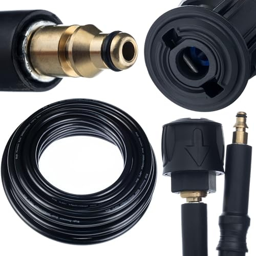 Rosfix Tubo de Alta Presión 15m Quick Connect – Nylon Reforzado, 200 Bar, 60°C | Click Connect | compatible con limpiador de alta presión Stihl, Nilfisk, Gerni