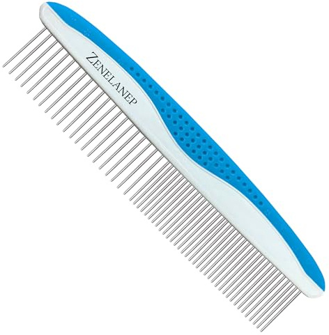ZENELANEP Dog Grooming Comb for Matting – Metal Dematting Comb with Stainless Steel Teeth & Non-Slip Handle (Style 1)