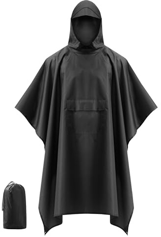 Coutyuyi Wasserdichter Regenponcho Unisex, 3in1 Winddichte Regencape | Nano-TPU,reißfest,schnell trocknend, leicht & tragbar,leicht faltbar,inkl Beutel,als Matte nutzbar,für Wandern,Camping,Reise