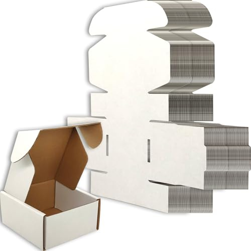 Lmuze 4x4x2 inches Small Shipping Boxes Set of 100 - White Mailer Corrugated Cardboard Boxes for Shipping Packaging Mailing Products