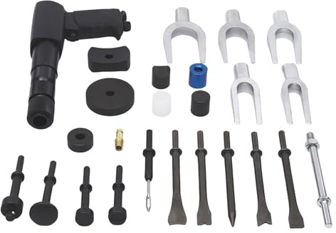 Marteau perforateur pneumatique avec kit de burin - Outil de marteau pneumatique puissant pour travaux de carrosserie, démolition, travail du métal - Design ergonomique avec mallette de transport