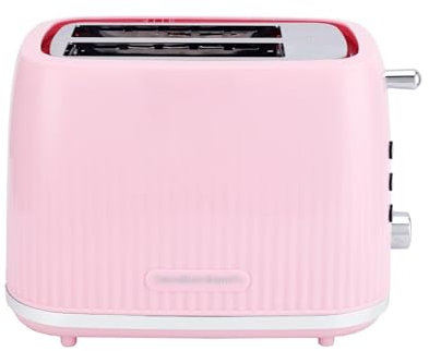 Hamilton Beach Toaster 2 Slice, Miami, 800W, Wide Slots, 7 Browning Levels, Defrost, Reheat & Cancel Functions, Removable Crumb Tray, Cord Storage, Flamingo Pink - HB1420F
