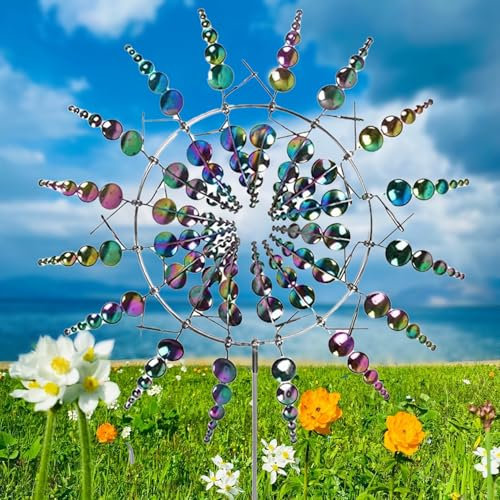Einzigartige Und Magische Metall Windmühle, Magische Windmühle, Windbetriebene Kinetische Skulptur, Metall-Wind-Spinner, Met-All-Windmü-hle, Einzigartige Me-Tall Wind-mühle, für Patio Rasen, Garten