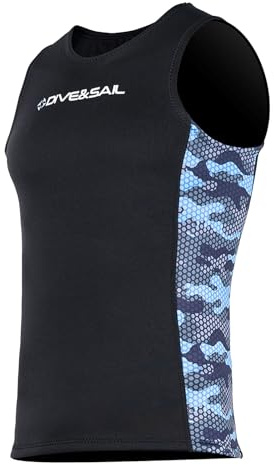 Lynqeeh Combinaison de plongée sans manches en néoprène de 2 mm pour homme, pour plongée, canoë, natation avec nylon, 10 % matériau pour le surf (M)
