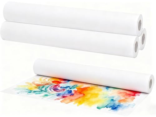 YUENPUN Lot de 4 rouleaux de papier à dessin blanc 43 cm x 20 m, 80 g/m² pour chevalet, tableau d'affichage, décoration murale