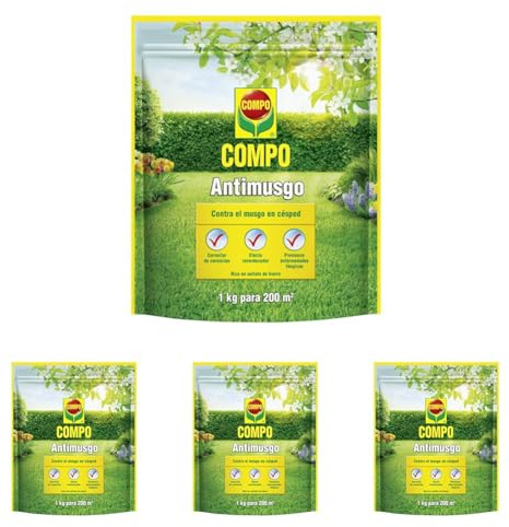 COMPO Antimusgo, Corrector de carencias y protector frente a enfermedades fúngicas, 1kg (Paquete de 4)