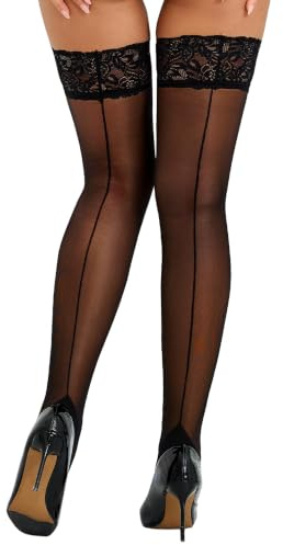RSLOVE Hold Up Stockings for Women - Sexy Seamed Stockings Black One Size