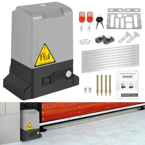 Peviasot Accionamiento para puerta corredera, 800 kg, 370 W, accionamiento para puerta de garaje con 2 mandos a distancia, 2 llaves de desbloqueo y función de cierre automático para Hotelbis, fábrica
