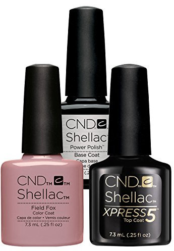 CND Shellac UV/LED Power Polish, Xpress5 Top/Base/Field Fox 7.3 ml - Pack of 3