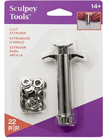 Sculpey Tools Clay Extruder 20 Piece Set, die cast Steel Construction, Great for DIY Projects Using Polymer Oven-Bake Clay, Great for All Skill Levels
