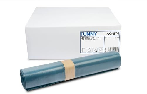 Funny LDPE-Regenerat Müllsäcke, blau, gerollt, Typ 60 extra, 140 l, 1er Pack (1 x 250 Stück)