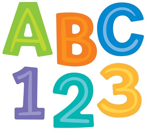 Carson Dellosa 76-Piece Modern Cutout Letters, 4 Colorful Uppercase Alphabet, Numbers, Punctuation, and Symbols for Bulletin Board, Posterboard, Party, and Classroom Decor
