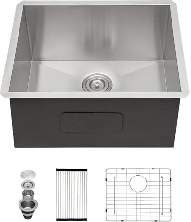 Sarlai 24 Undermount Laundry Sink - 24x18x12 Inch Undermount Sink Laundry Utility Sinks Deep Single Bowl16 Gauge Stainless Steel Kitchen Sinks Basin