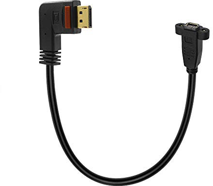Duttek Right ot Left Angled 90 Degree DisplayPort to Mini DisplayPort Adapter with Screw Panel Mount Extension Cable For Monitor,Computer(DP Male to Mini DP Female) (Left)