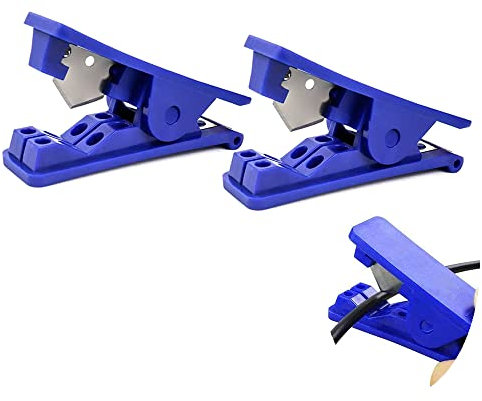 2Pcs Cortatubos para Tubos de Plástico,PVC PU Nylon Tubo Cortador de PVC Cortador de Tubos Tipo Trinquete para Cortar Accesorios de Tubería PEX PVC y PPR(Azul)