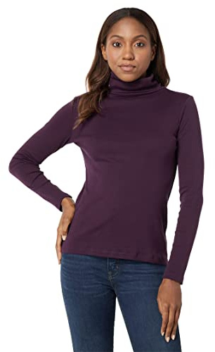 Tommy Hilfiger Women's Long Sleeve Turtleneck Sweater, Aubergine, M