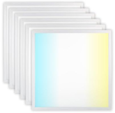 LUXULA 6x LED Panel 62x62cm, 3000K, 4000K, 6000K CCT einstellbar, 36W, 3600lm, Deckenlampe mit 230V Netzteil - LED Bürolampe für Rasterdecken, Rasterleuchte, Bürobeleuchtung
