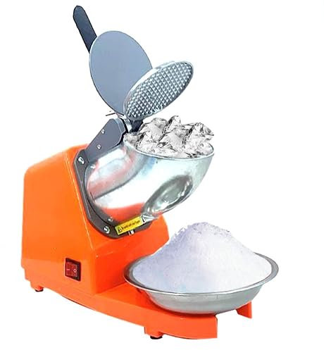 NICCOO Tritaghiaccio Elettrico 300W, Tritaghiaccio a Doppia Lama, ritaghiaccio Elettrico Professionale con Ciotola in Acciaio Inossidabile, Acciaio Inossidabile, per Bar e Ristoranti(Arancia)