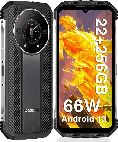 DOOGEE S110 Rugged Smartphone, 22GB RAM+256GB ROM, 10800mAh, 66W Ricarica Rapida, Android 13 Telefono Indistruttibile, 6,6 FHD+ 120Hz 50MP Fotocamera Smartphone Rugged OTG/GPS/NFC/ IP68/ IP69K