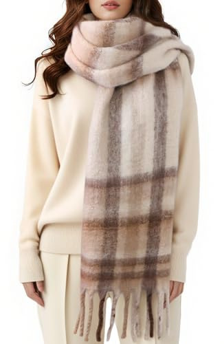 Passionbility Women's Winter Scarfs for Women, Mohair Vintage Scarf Large Chunky Scarf Cashmere Feel Blanket Wrap