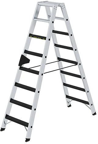 PROREGAL Stufen-Stehleiter | 250 kg beidseitig begehbar mit Clip-Step R13 | 2x8 Stufen | Leiter, Teleskopleiter, Trittleiter, Bockleiter, Sprossen-Doppelleiter