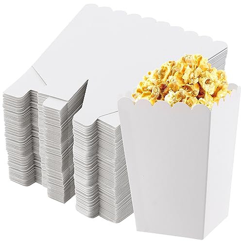 CHEUKYIU Lot de 120 sachets à pop-corn blancs - Petites boîtes pour collations, bonbons, bonbons - Sachets pour fêtes, cinéma et fêtes de famille - 5,5 x 7,5 x 10,7 cm