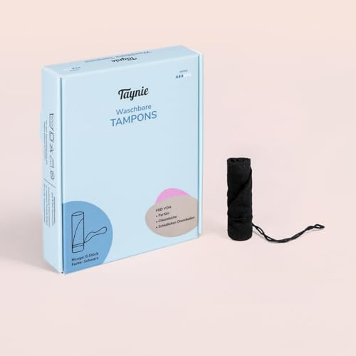 Taynie Waschbare Tampons mittel – Wiederverwendbare Tampons aus Bio-Baumwolle Alternative zu Einwegtampons, saugstark und hautfreundlich, für mittel starke Blutung, 90 °C waschbar, mit Rückholbändchen