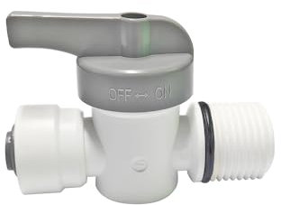Qrity 1 Piezas Válvula de Cierre en Línea, Válvula de Cierre Adaptador, 1/2 Rosca Macho a 1/4 Conectores Rápidos de Filtro de Agua
