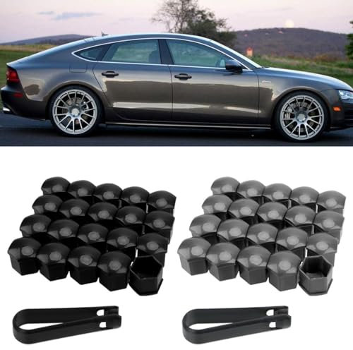 EAVUYIS 40 Pezzi Tappi a Vite Ruota Universale 17mm Copridadi Coperture Copricerchi Plastica per Auto Coperchio di Protezione del Dado Esagonale del Pneumatico (Nero/Grigio)