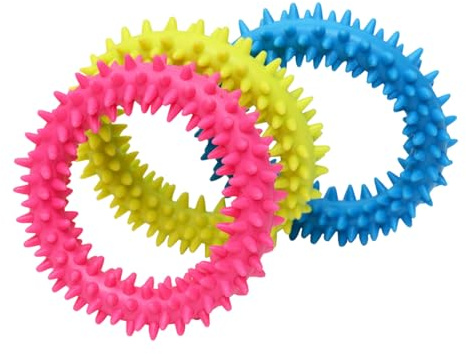 LIXIUHUI 3 giocattoli da masticare per cani, in gomma naturale, per la dentizione del cane, per la pulizia dei denti del cane, masticare, inseguire, mordere, ciambella, per allenamento all'aperto