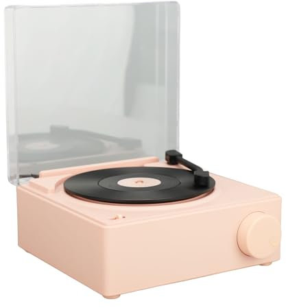 Tourne-Disque Vintage, Tourne-Disque sans Fil Bluetooth 5.0, Prise en Charge de la Fonction Réveil, pour Téléphones Portables, Tablettes, Ordinateurs Portables (Rose)