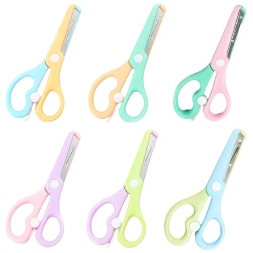 LuLiyLdJ 6 pezzi Forbici di Sicurezza per Bambini, Forbici per Carta in Plastica PP Forbici Prescolare per Bambini dai 2 Anni in Su,Forbici Artigianali per Bambini