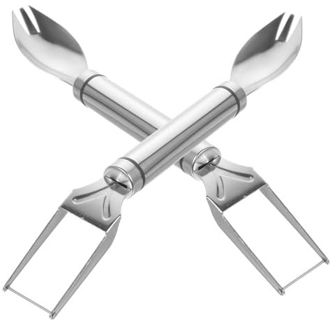FUNOMOCYA 2 Pezzi tagliafrutta in acciaio inox carotaggio Cutter set cucina Tagliafrutta per anguria forchetta taglia anguria affettatrice domestica dell'anguria Acciaio inossidabile Silver