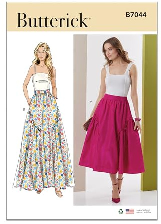 Butterick B7044Y5 Misses' Flared Midi or Evening Length Skirt Sewing Pattern Packet, Design Code B7044, Sizes 18-20-22-24-26