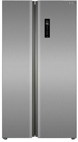 HYE American Fridge Freezer - Side By Side American Style Fridge Freezer, No Frost, 505L Freestanding Design, Low Noise (37dB), Sleek Inox Finish, Ideal For Large Families - RF01AM505DS07