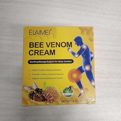 Bee Venom Cream - 100% Natural Ingredients with Glucosamine, Chondroitin, MSM, Arnica & Vitamin K2 - Warming Joint Comfort Massage Cream, 120g
