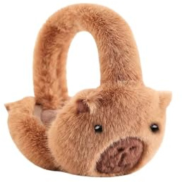 ROSSRORE Children's Winter Plush Foldable Capybara Earmuffs,Kids Winter Earmuffs Girls Boys Cold Weather Ear Warmer,Multi-Color Available Warm Ear Covers Travel & Camping