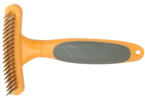 ARTIBETTER Peine para Perros y Gatos con Mango Ergonómico Antideslizante Herramienta de Aseo para Eliminar Pelo Enredos y Cepillo Deslanador Duradero para Mascotas Color Naranja