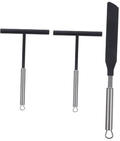 IWOWHERO Set 3 Pezzi Spatole per Crêpe in Acciaio Resistente Strumento per Spalmare Pastella e Preparare Pancake Utensili da Cucina Grandi Ergonomici per Uso Domestico e Ristoranti