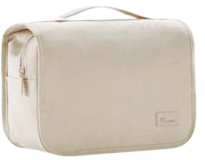 3-i-1 Necessär, REPT stor necessär för upphängning, vikbar resenecessär med bärhandtag och krok, för kosmetika och toalettartiklar i originalstorlek (beige)
