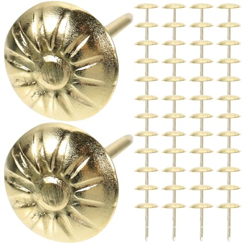 CORHAD Tachuelas Decorativas para Tapicería Vintage, 300 Unidades de Clavos Dorados para Muebles, Chinchetas para Sofás y Manualidades, Clavos Redondos para Fijación y Decoración