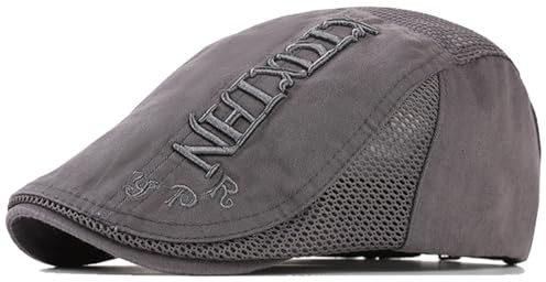 Rayson Casquette Beret Homme Coton Réglable Casquette Plate Homme Maille éTé Vintage Flat Cap,Gris foncé