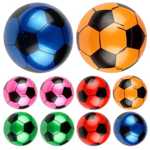 HONITANO 10pcs 9-inch Inflatable Pvc Soft Footballs, Lightweight Portable Small Sports Balls with Eyecatching Design, for Summer and Family Gathering Play Random Color
