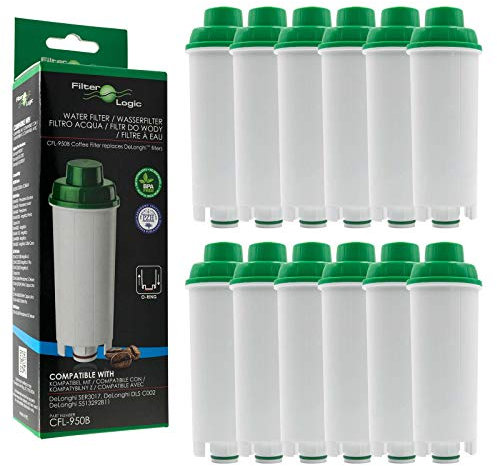 FilterLogic CFL-950B | 12x Wasserfilter kompatibel mit DeLonghi DLS C002, DLSC002 Filterpatrone für Magnifica, Rivelia, Eletta, Primadonna, Maestosa, Dinamica, Autentica, ECAM Kaffeevollautomaten