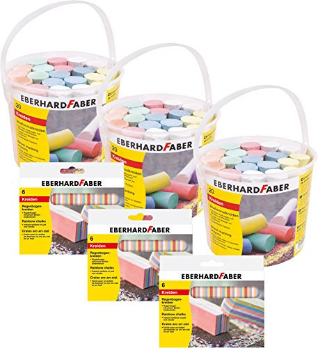 Eberhard Faber Straßenmalkreide/ Kombi-Set (3 x 20er Eimer + 3 x 6er Regenbogen)